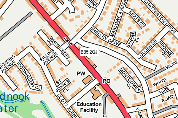 BB5 2QJ map - OS OpenMap – Local (Ordnance Survey)