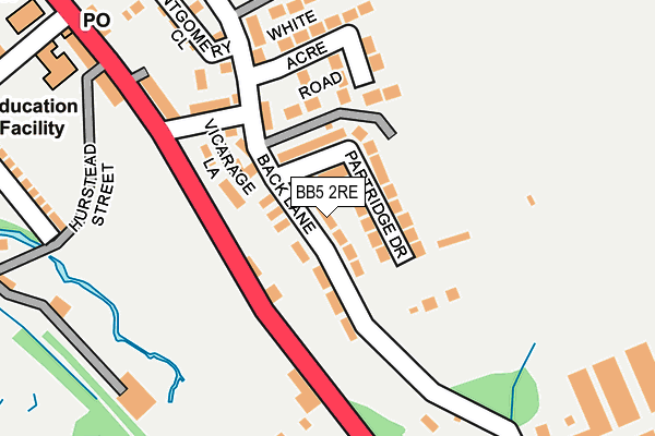 BB5 2RE map - OS OpenMap – Local (Ordnance Survey)