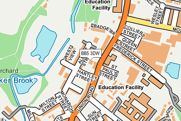 BB5 3DW map - OS OpenMap – Local (Ordnance Survey)