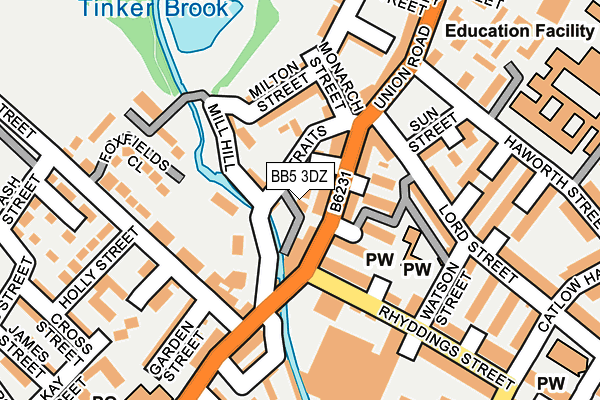 BB5 3DZ map - OS OpenMap – Local (Ordnance Survey)