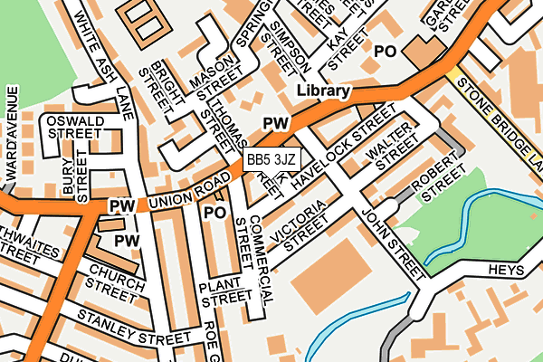 BB5 3JZ map - OS OpenMap – Local (Ordnance Survey)