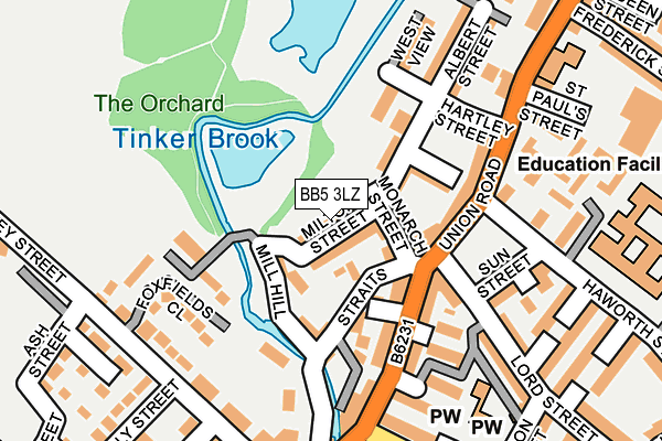 BB5 3LZ map - OS OpenMap – Local (Ordnance Survey)