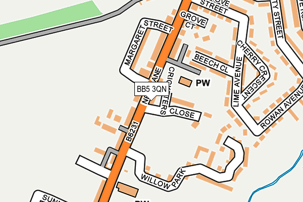 BB5 3QN map - OS OpenMap – Local (Ordnance Survey)