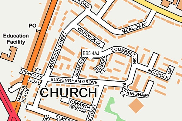 BB5 4AJ map - OS OpenMap – Local (Ordnance Survey)