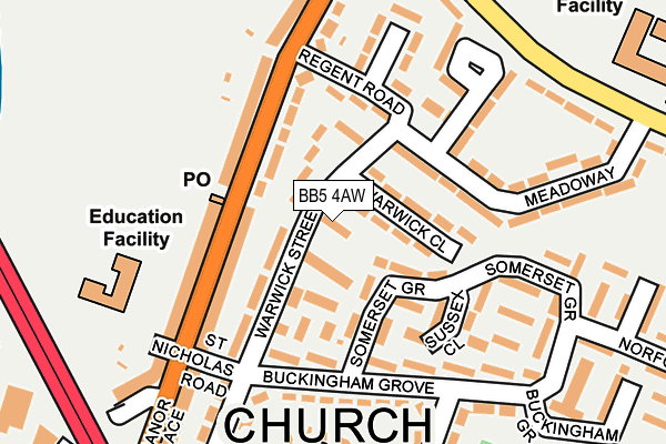BB5 4AW map - OS OpenMap – Local (Ordnance Survey)