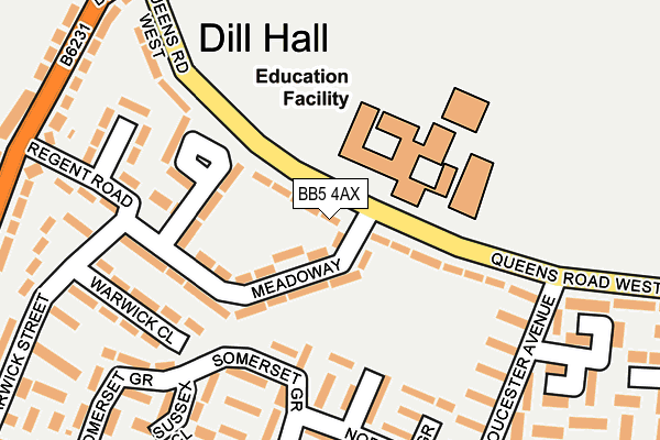 BB5 4AX map - OS OpenMap – Local (Ordnance Survey)