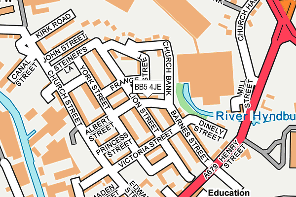 BB5 4JE map - OS OpenMap – Local (Ordnance Survey)