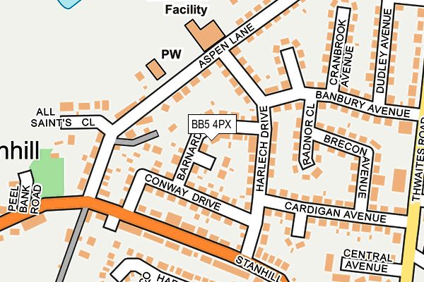 BB5 4PX map - OS OpenMap – Local (Ordnance Survey)