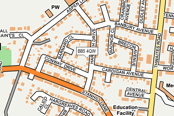 BB5 4QW map - OS OpenMap – Local (Ordnance Survey)