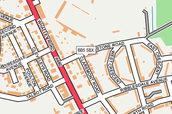 BB5 5BX map - OS OpenMap – Local (Ordnance Survey)