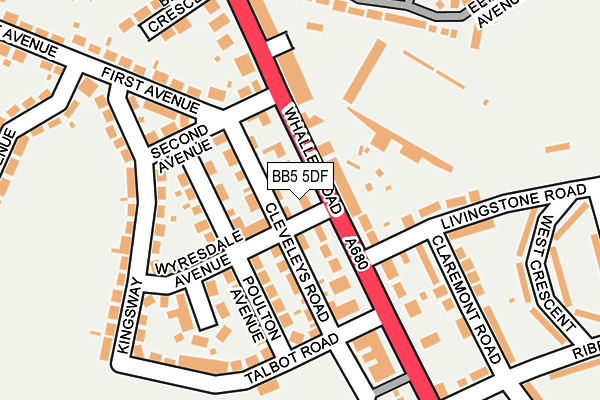 BB5 5DF map - OS OpenMap – Local (Ordnance Survey)