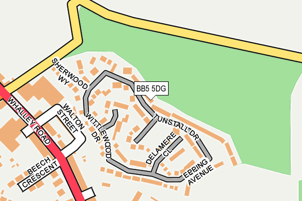 BB5 5DG map - OS OpenMap – Local (Ordnance Survey)