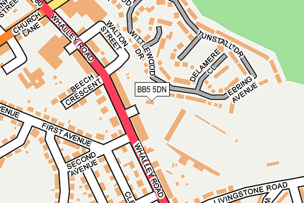 BB5 5DN map - OS OpenMap – Local (Ordnance Survey)