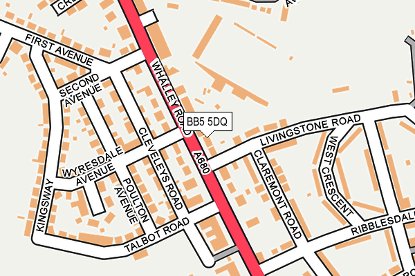 BB5 5DQ map - OS OpenMap – Local (Ordnance Survey)