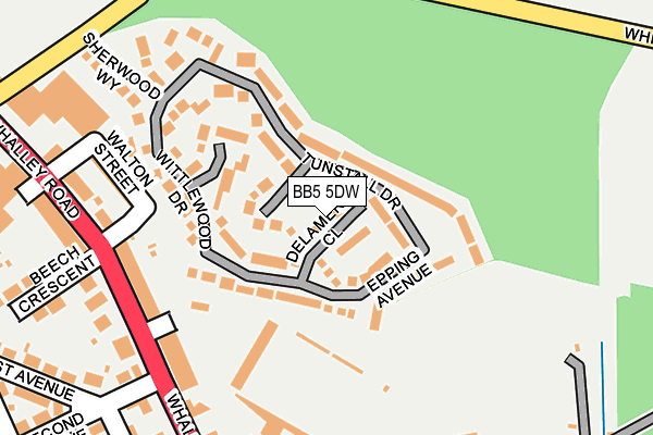 BB5 5DW map - OS OpenMap – Local (Ordnance Survey)
