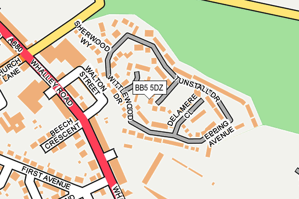 BB5 5DZ map - OS OpenMap – Local (Ordnance Survey)