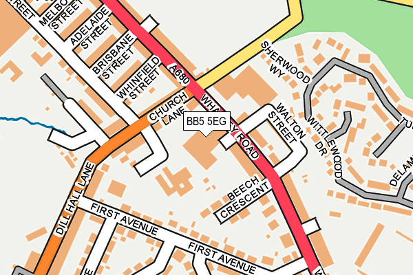 BB5 5EG map - OS OpenMap – Local (Ordnance Survey)