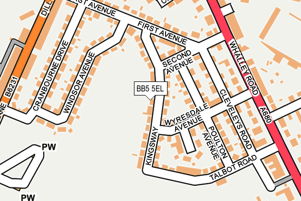 BB5 5EL map - OS OpenMap – Local (Ordnance Survey)