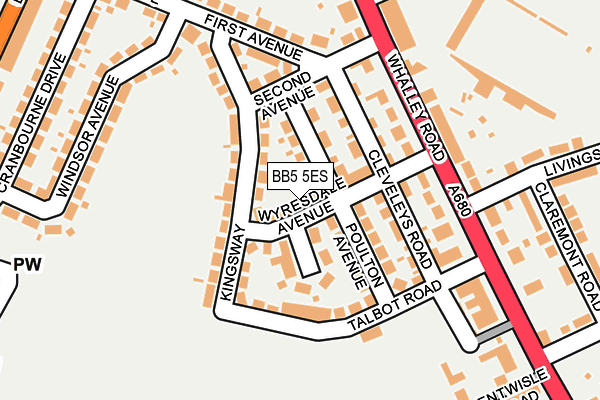 BB5 5ES map - OS OpenMap – Local (Ordnance Survey)