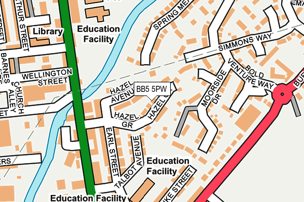 BB5 5PW map - OS OpenMap – Local (Ordnance Survey)