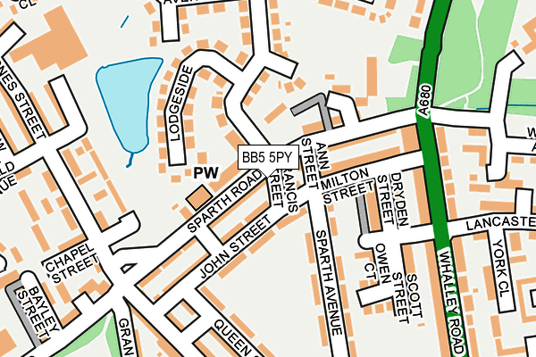 BB5 5PY map - OS OpenMap – Local (Ordnance Survey)