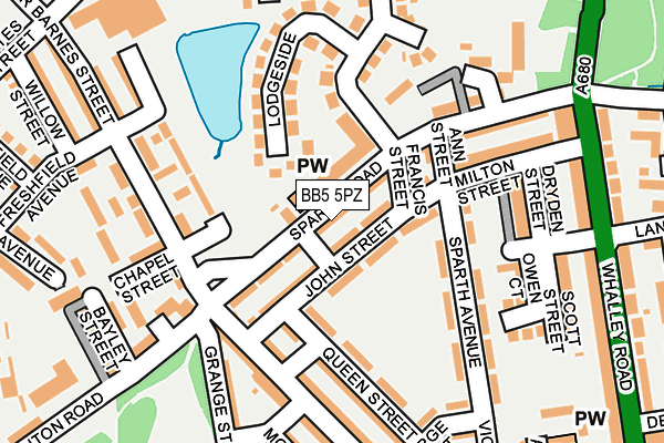 BB5 5PZ map - OS OpenMap – Local (Ordnance Survey)