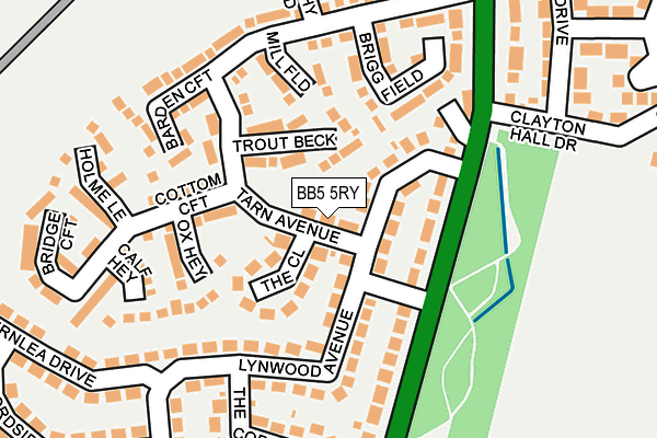BB5 5RY map - OS OpenMap – Local (Ordnance Survey)
