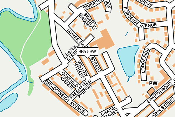 BB5 5SW map - OS OpenMap – Local (Ordnance Survey)