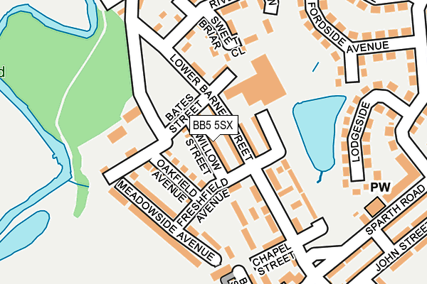 BB5 5SX map - OS OpenMap – Local (Ordnance Survey)