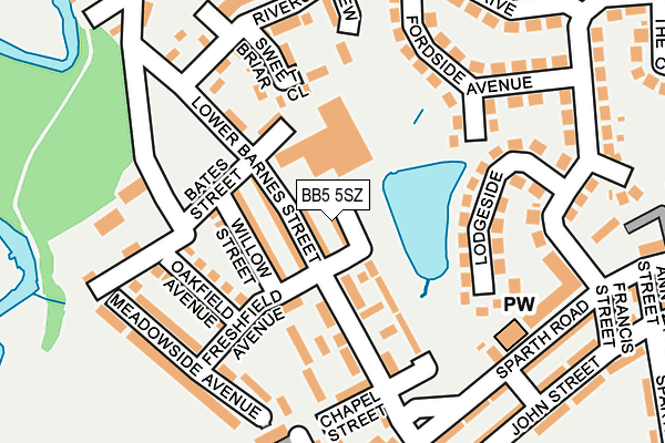 BB5 5SZ map - OS OpenMap – Local (Ordnance Survey)