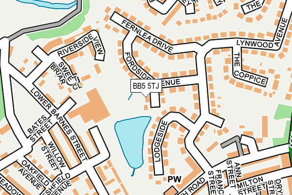 BB5 5TJ map - OS OpenMap – Local (Ordnance Survey)