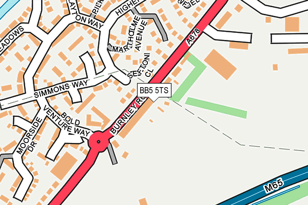 BB5 5TS map - OS OpenMap – Local (Ordnance Survey)