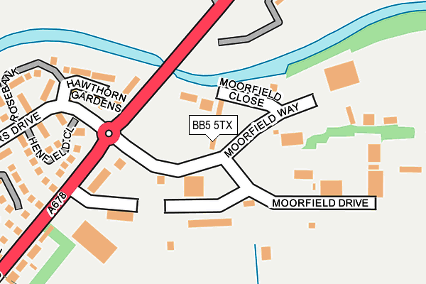 BB5 5TX map - OS OpenMap – Local (Ordnance Survey)