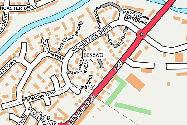 BB5 5WQ map - OS OpenMap – Local (Ordnance Survey)