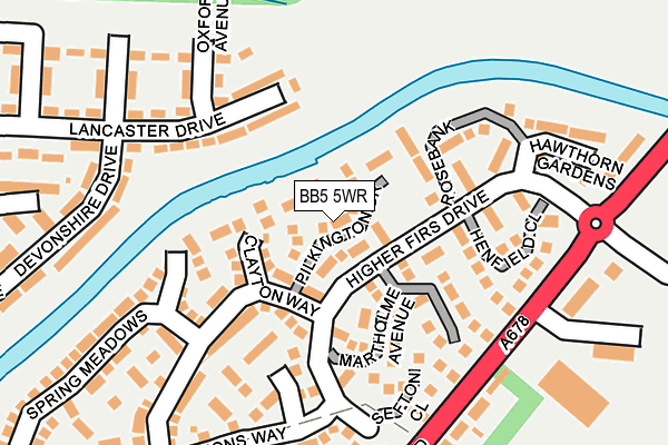 BB5 5WR map - OS OpenMap – Local (Ordnance Survey)