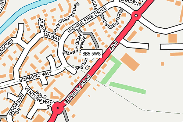 BB5 5WS map - OS OpenMap – Local (Ordnance Survey)