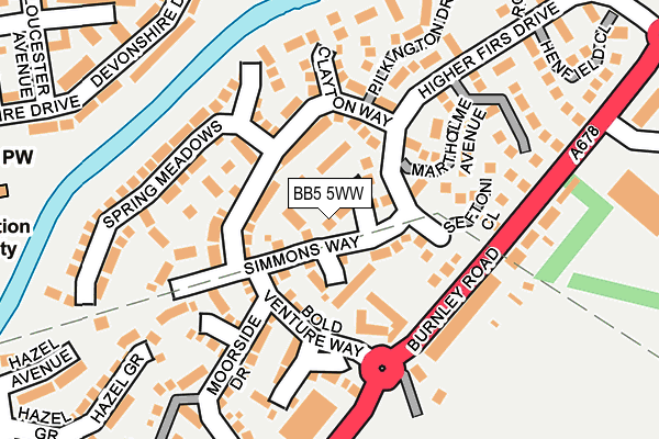 BB5 5WW map - OS OpenMap – Local (Ordnance Survey)