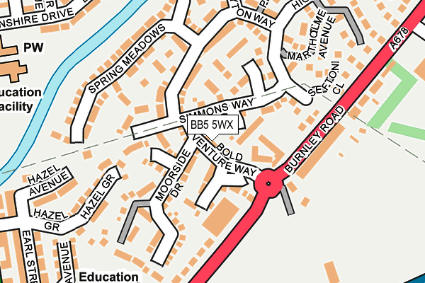 BB5 5WX map - OS OpenMap – Local (Ordnance Survey)
