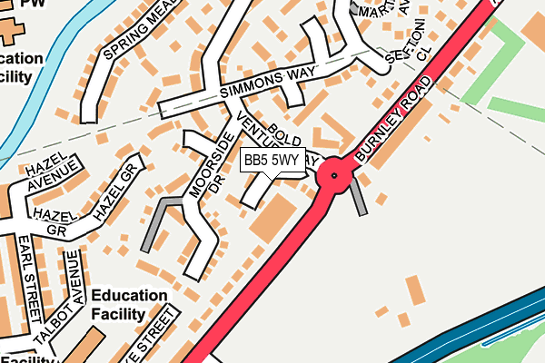 BB5 5WY map - OS OpenMap – Local (Ordnance Survey)