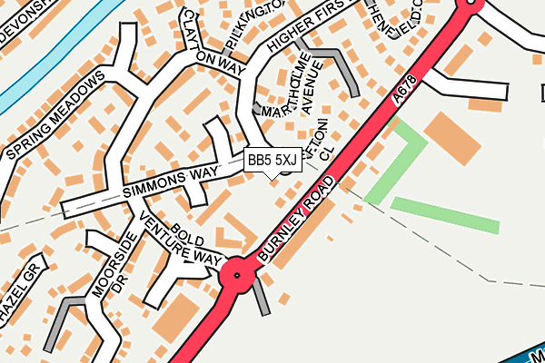 BB5 5XJ map - OS OpenMap – Local (Ordnance Survey)