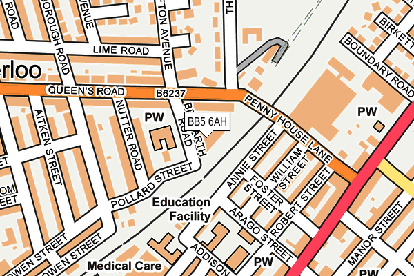 BB5 6AH map - OS OpenMap – Local (Ordnance Survey)