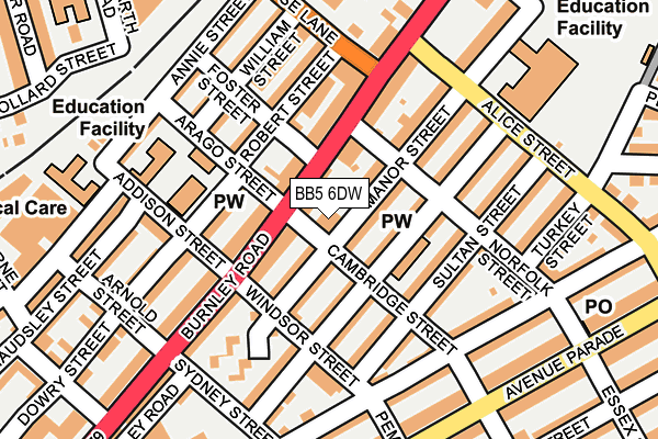 BB5 6DW map - OS OpenMap – Local (Ordnance Survey)