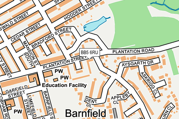 BB5 6RU map - OS OpenMap – Local (Ordnance Survey)