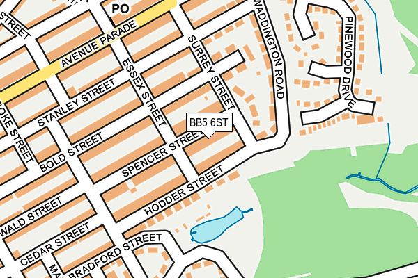 BB5 6ST map - OS OpenMap – Local (Ordnance Survey)