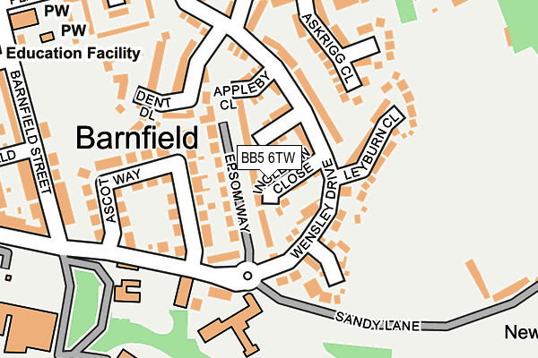 BB5 6TW map - OS OpenMap – Local (Ordnance Survey)