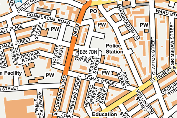 BB6 7DN map - OS OpenMap – Local (Ordnance Survey)