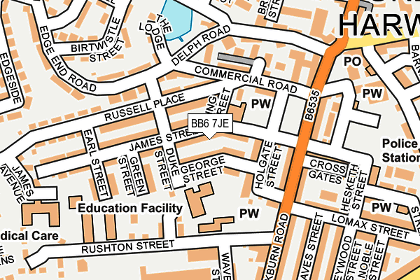 BB6 7JE map - OS OpenMap – Local (Ordnance Survey)