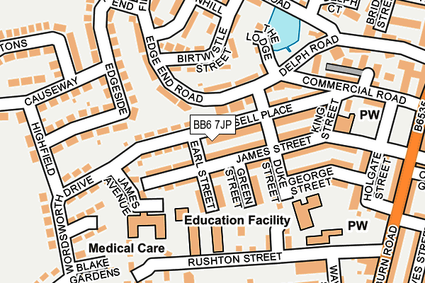 BB6 7JP map - OS OpenMap – Local (Ordnance Survey)