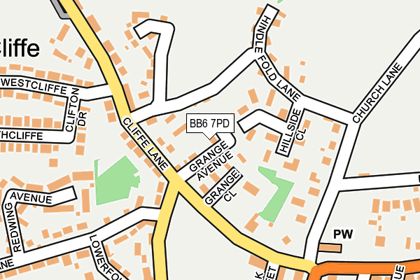 BB6 7PD map - OS OpenMap – Local (Ordnance Survey)
