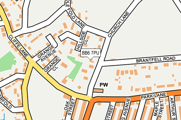 BB6 7PU map - OS OpenMap – Local (Ordnance Survey)